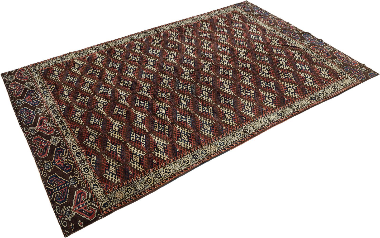 Antiek Yomut Tribaal Tapijt, 330 × 202 cm, 19e eeuw photo for sale
