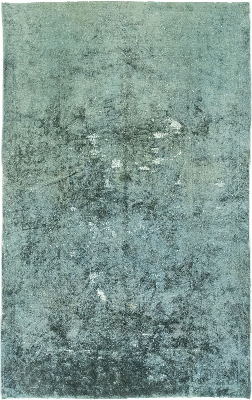 Mid-Century Duits Tefzet Overdyed Vloerkleed, Blauw, 310 × 200 cm, ca. jaren 1940