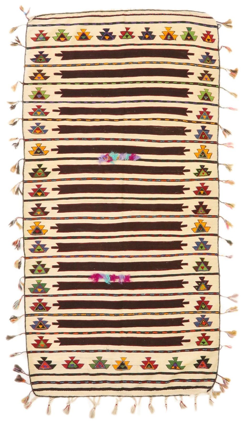 Antiek Turks kilim, crème, 226 × 114 cm, begin 20e eeuw
