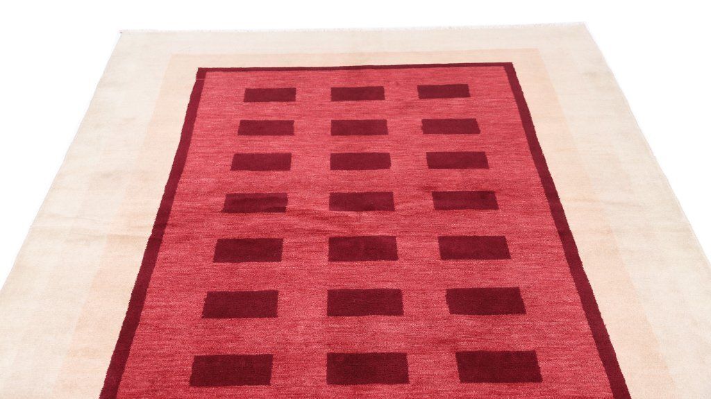 Vintage Egyptisch Gabbeh-stijl vloerkleed, rood, 236 × 175 cm, ca. jaren 1980 photo Textiel