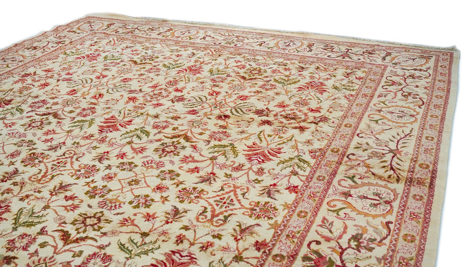Vintage Indiaas Jaipur tapijt, 567 × 359 cm, ca. jaren 1990 photo Textiel