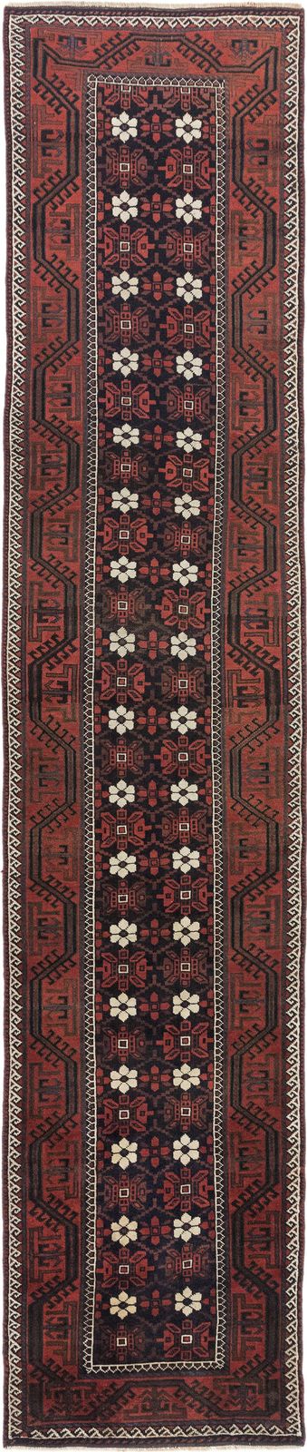 Antiek Baluch loper, 450 × 94 cm, ca. 1900s