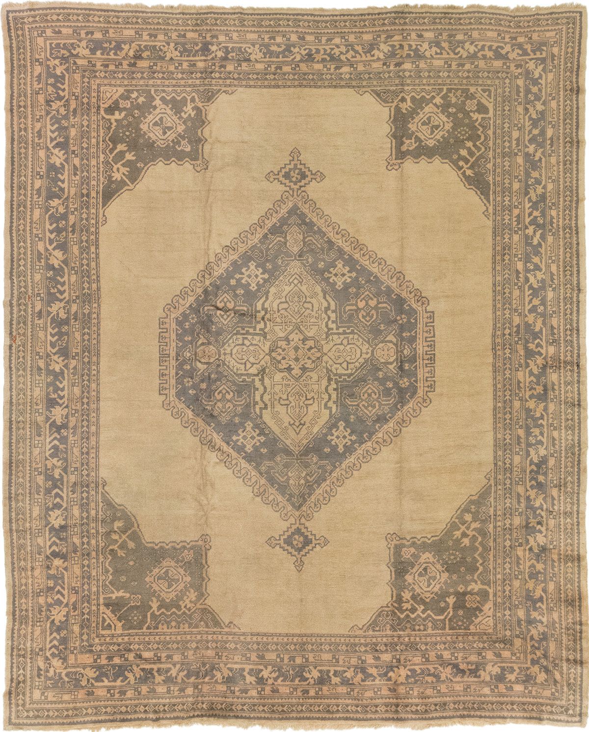 Antique Turkish Oushak Rug, Beige, 447 × 373cm, Circa 1920s