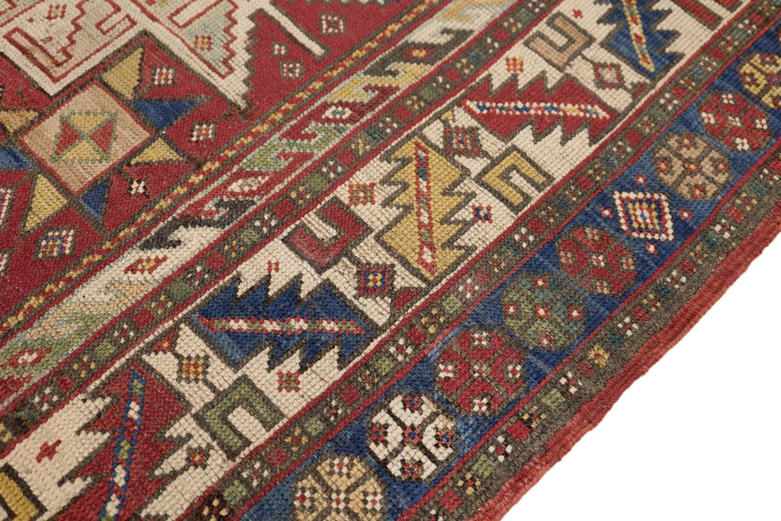 Antiek Kaukasisch Kazak Lesghi tapijt, 205 × 124 cm, ca. 1900s photo buy