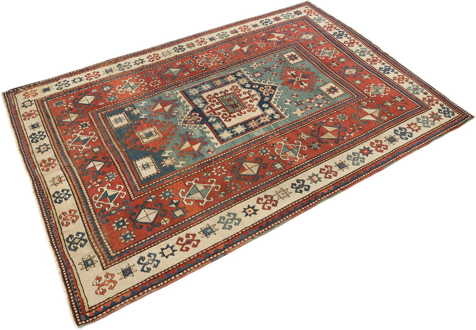 Antiek Kaukasisch Kazak tapijt, 260 × 182 cm, ca. 1900 photo for sale
