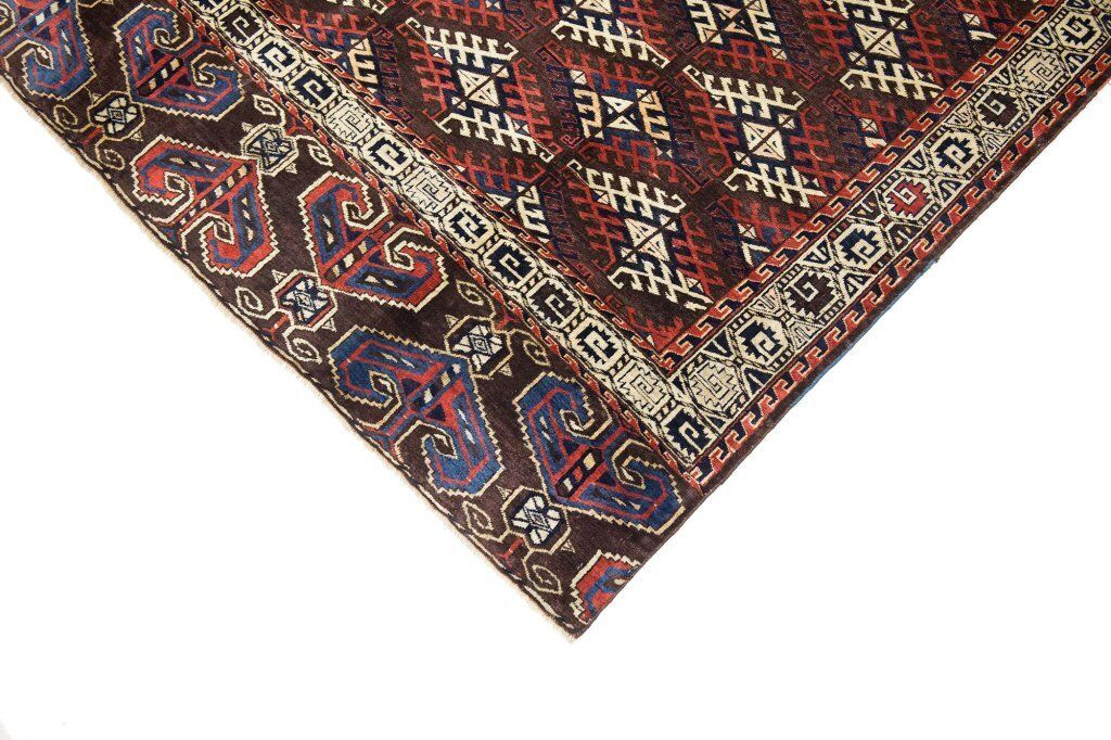 Antiek Yomut Tribaal Tapijt, Bruin, 330 × 202 cm, 19e eeuw photo Textiel