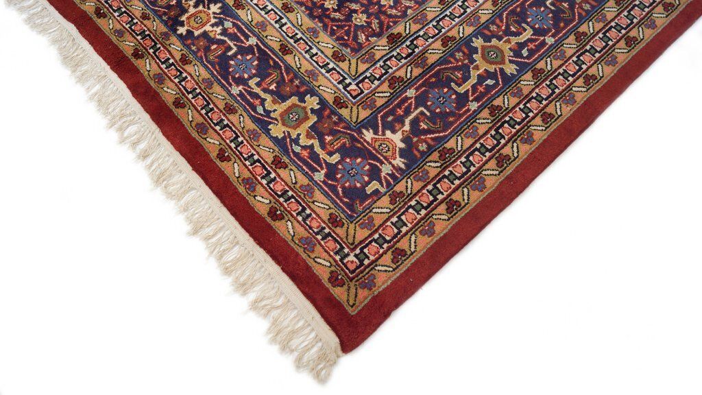 Vintage Indiaas handgeknoopt tapijt, rood, 398 × 301 cm, ca. jaren 1970 photo 3060.0