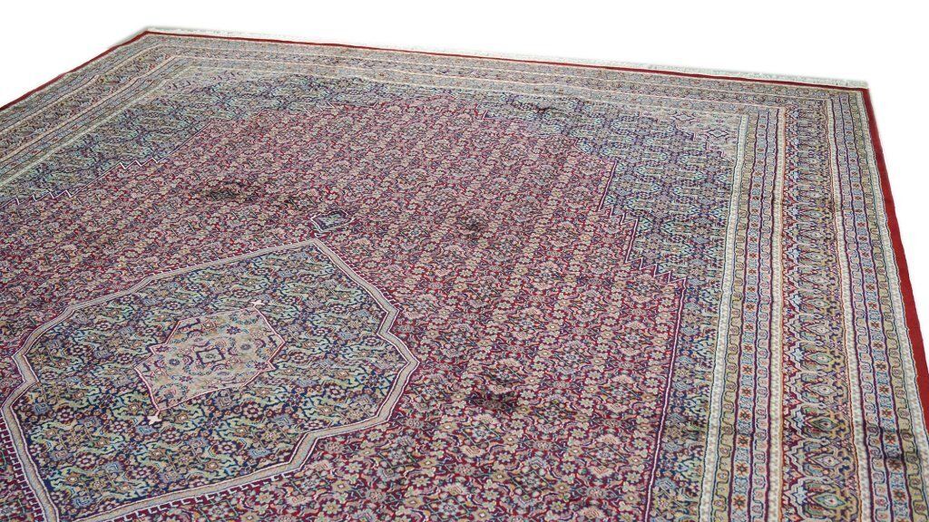 Vintage Indiaas Jaipur tapijt, rood, 546 × 367 cm, ca. jaren 1990 photo Textiel