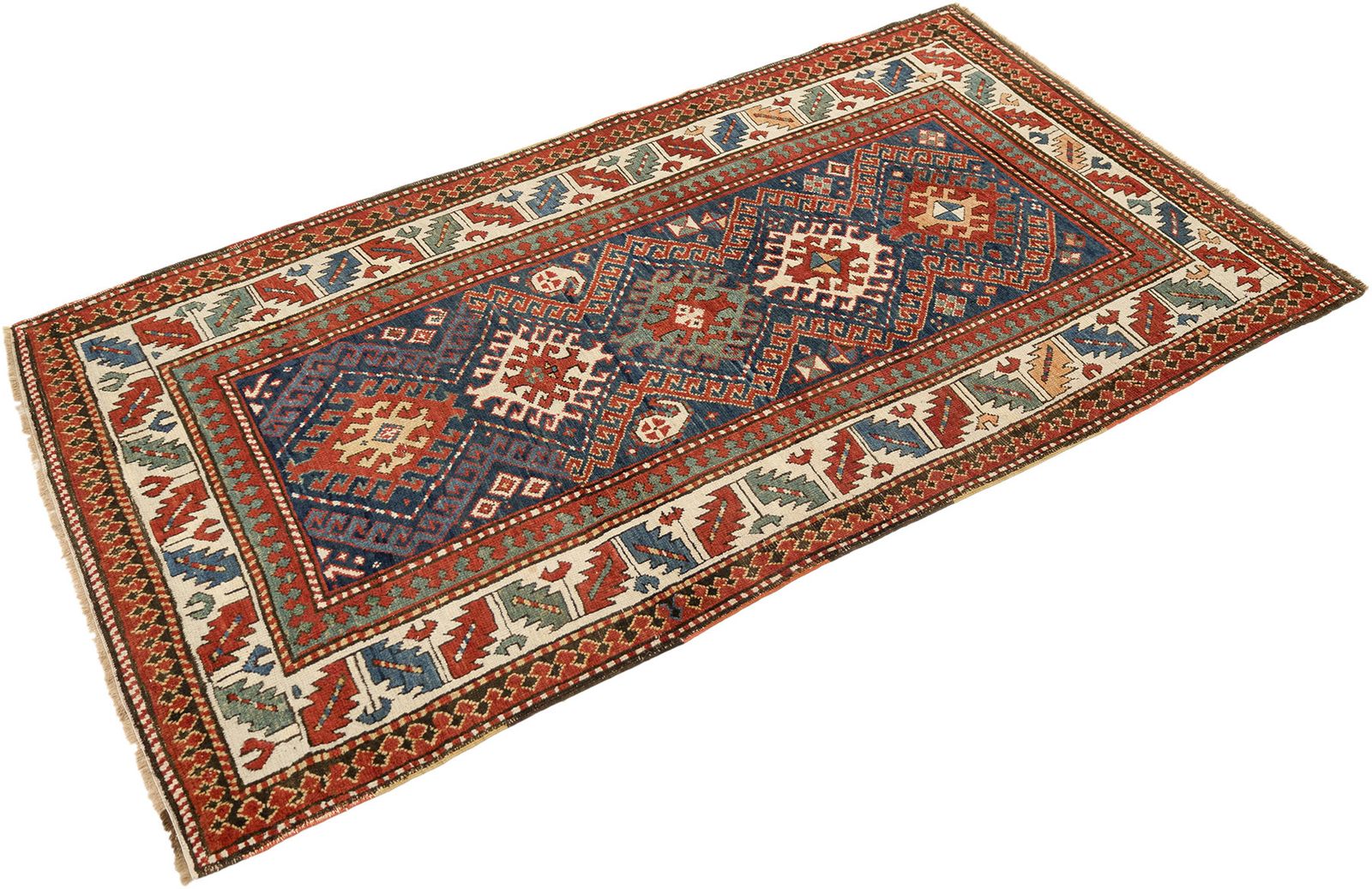 Antique Caucasian Kazak Rug, Deep Red, 227 × 127cm, 19th Century photo furniture