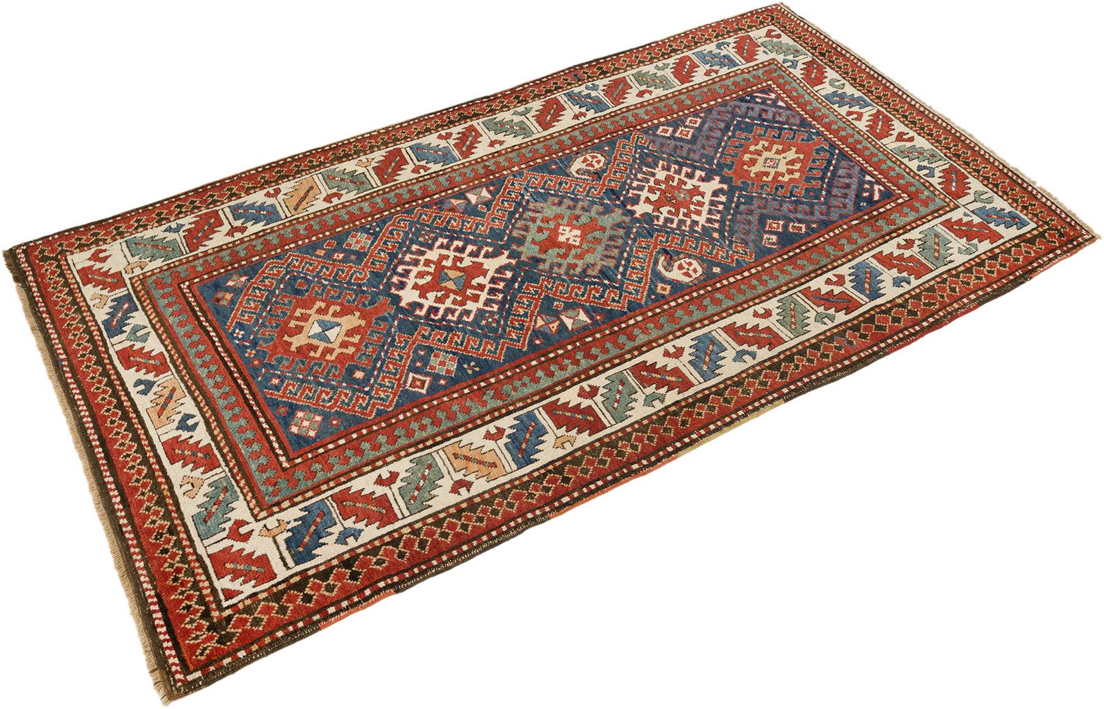 Antique Caucasian Kazak Rug, Deep Red, 227 × 127cm, 19th Century photo for sale