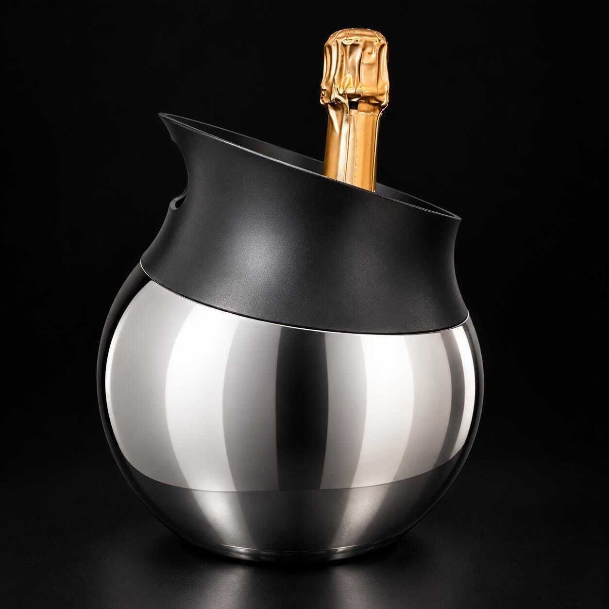 Seau à champagne vintage BergHOFF Zeno en acier inoxydable 18/10, design belge par Frederik Aerts photo furniture