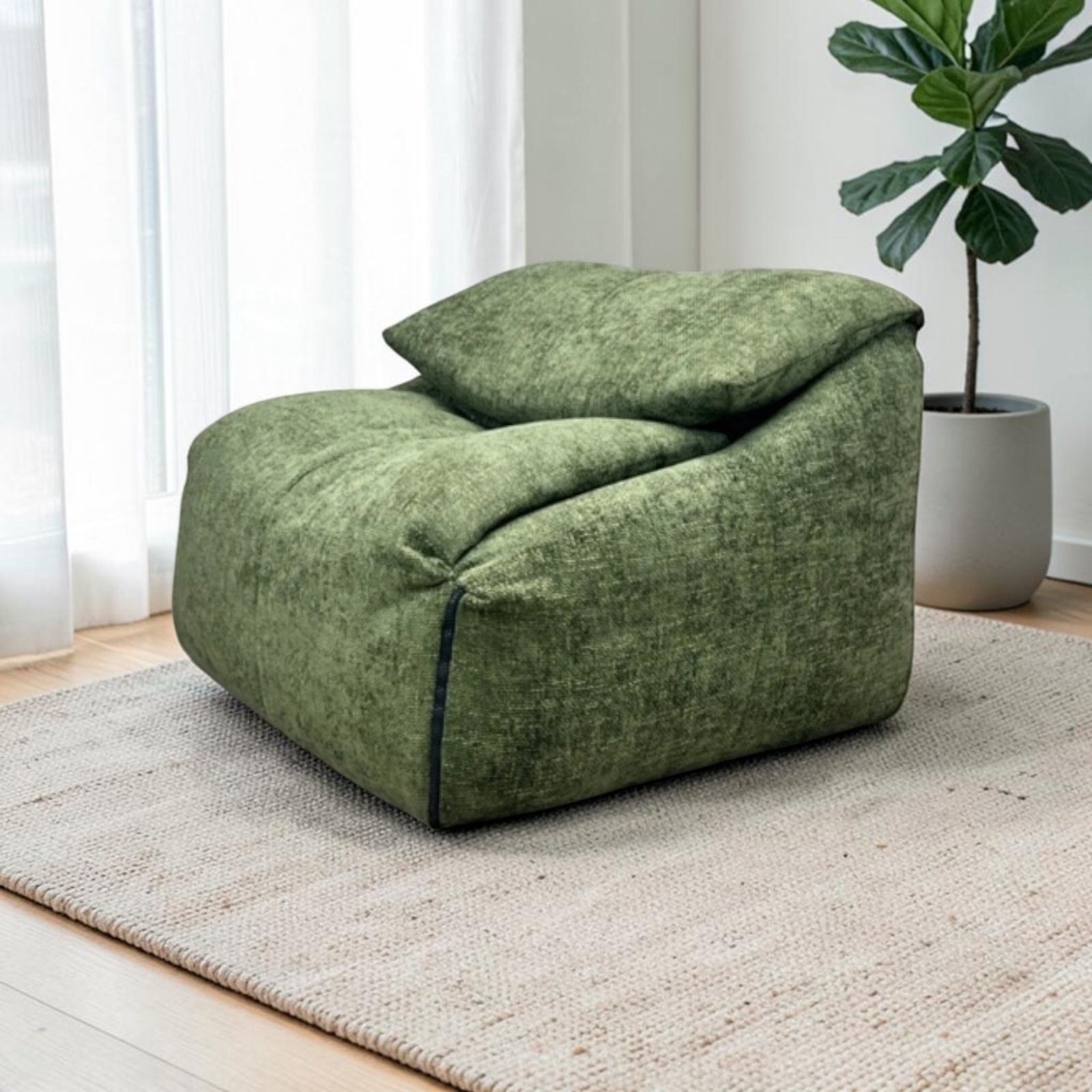 Vintage Green Plumy One Seater Sofa Chair By Ligne Roset By Annie Hiéronimus