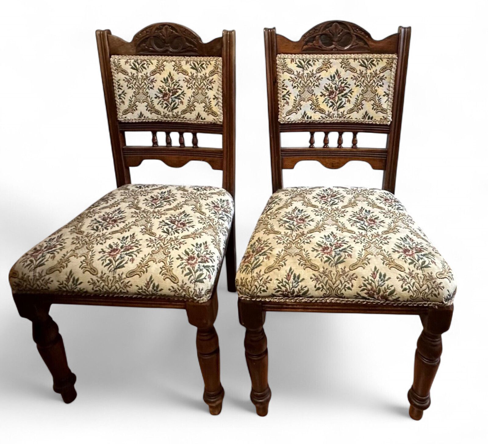 Antique Pair Of Hardwood Edwardian Low Chairs Hall Way Chairs Occasional photo for sale