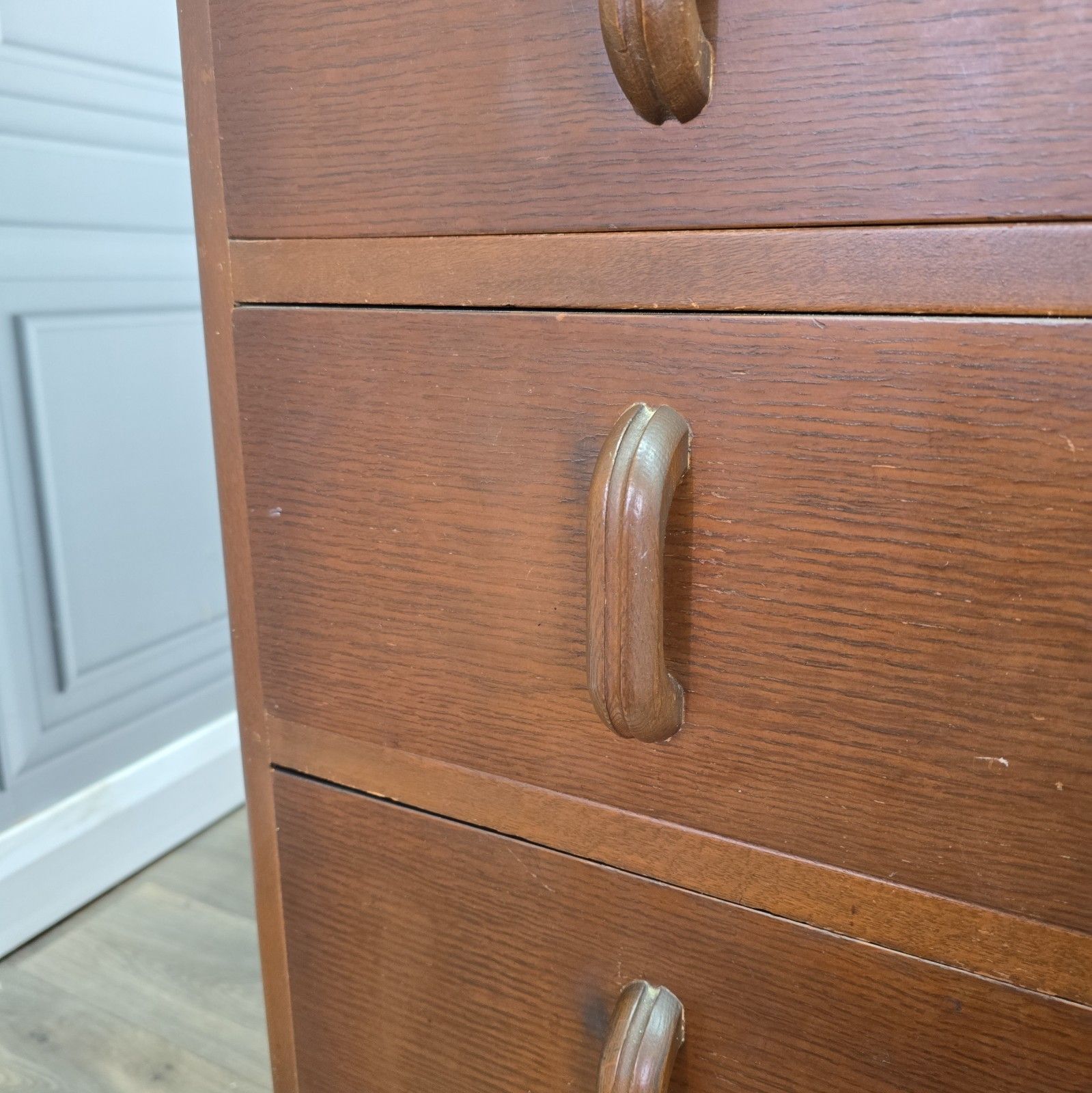 Vintage Jentique Writing Bureau Oak 3 Drawer Chest Fall Front Desk Retro Wood photo vintage