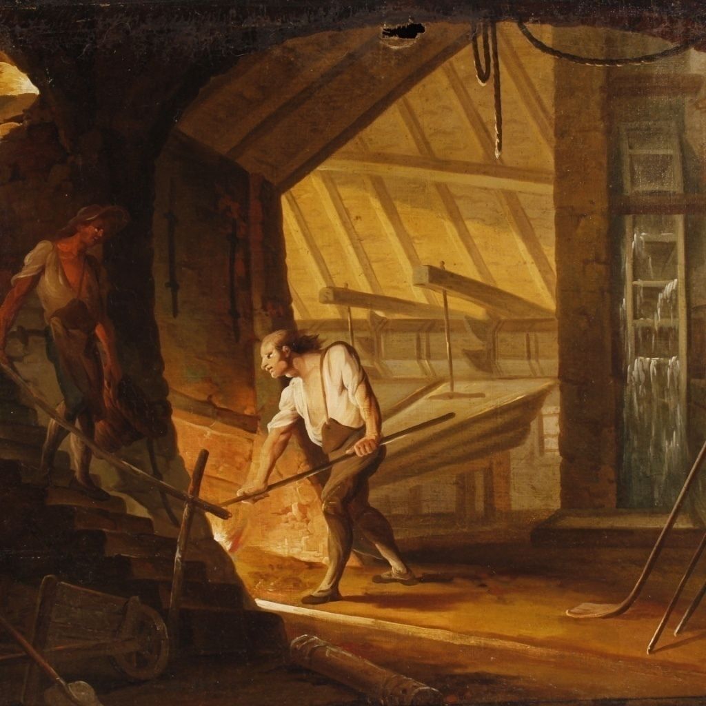 Antique French Interior Scene Painting photo furniture