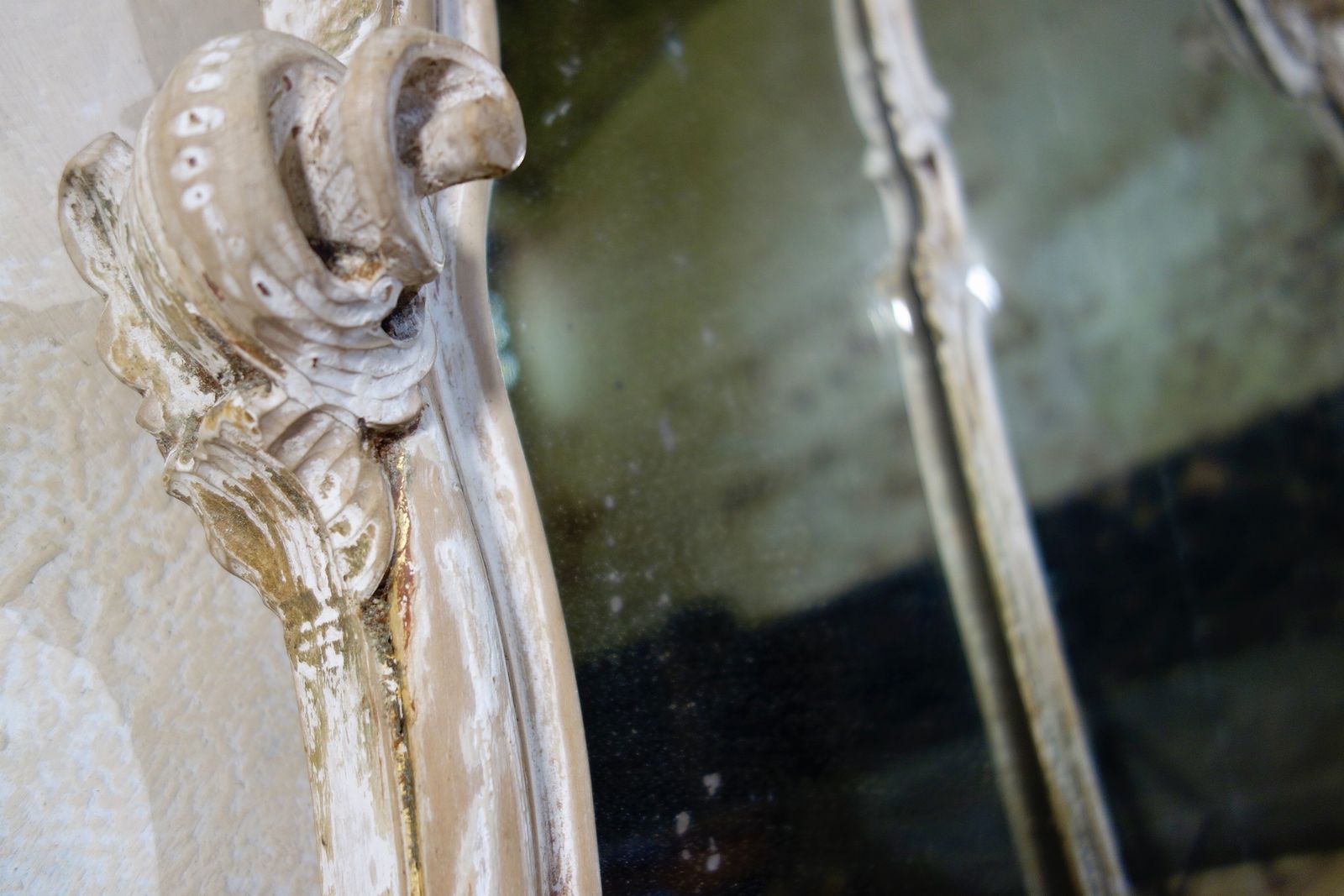 19th Century French Painted Rococo Wall Mirror photo Home Decor