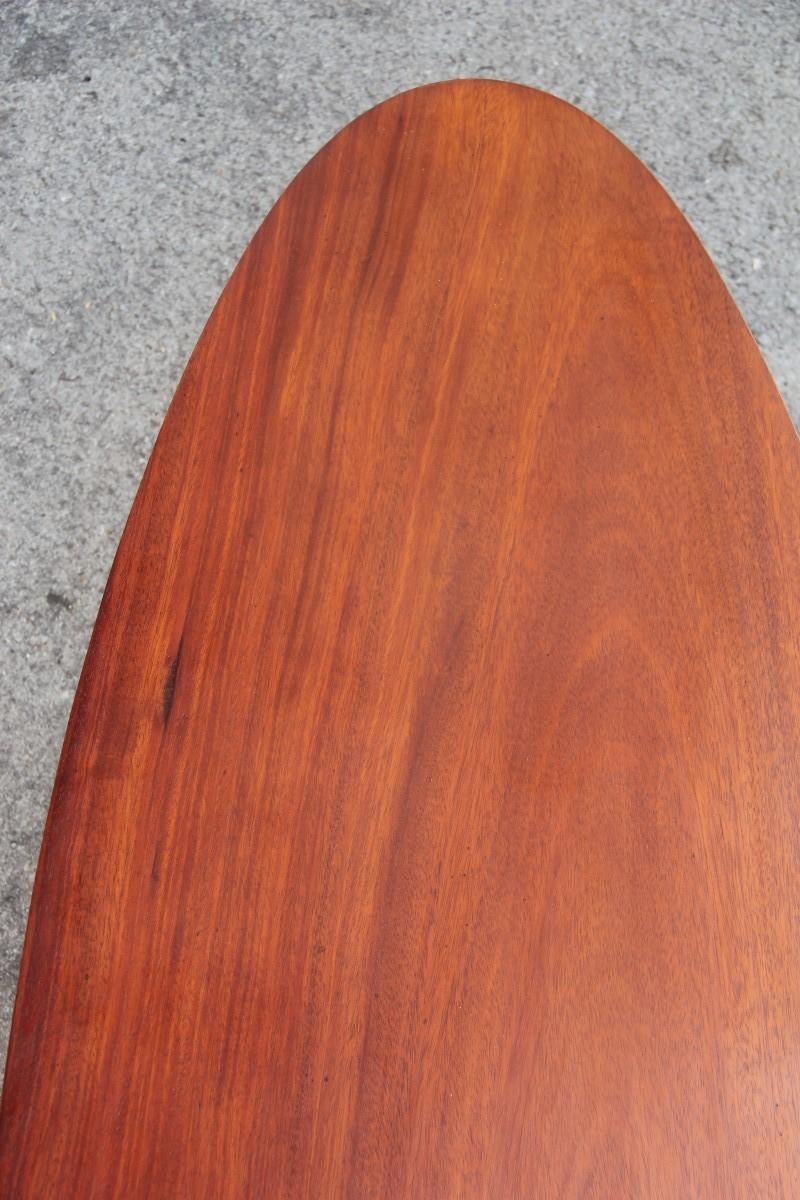 photo for sale Oval Table Coffee Iron Wood Top Brass Feet Mid Century Modern 1950 Mahogany