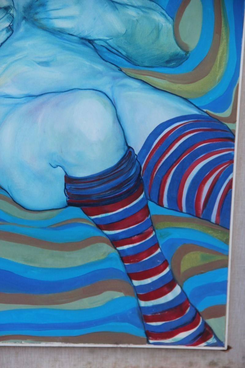 Oil On Canvas Naked Woman Elio Pelosi Neapolitan Painter Work Entitled Orgasm photo for sale