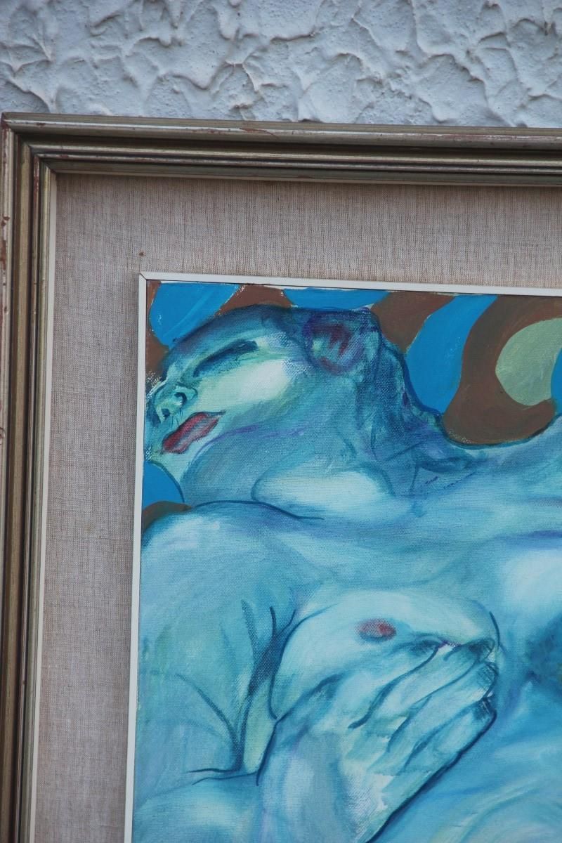 Oil On Canvas Naked Woman Elio Pelosi Neapolitan Painter Work Entitled Orgasm photo Art