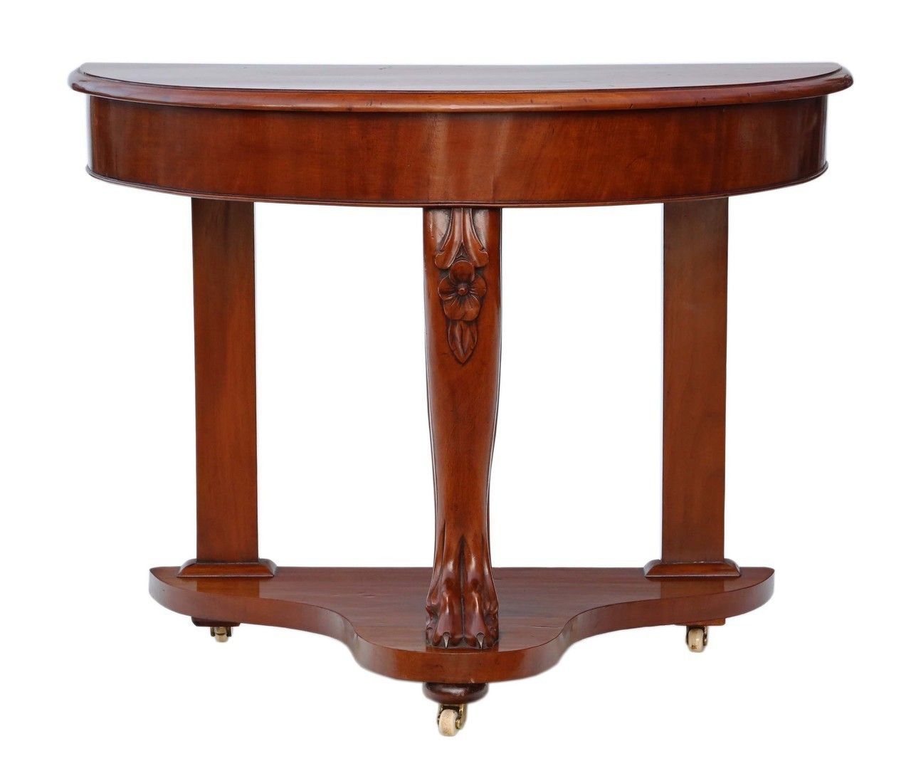 Victorian Mahogany Demi Lune Console Table photo for sale