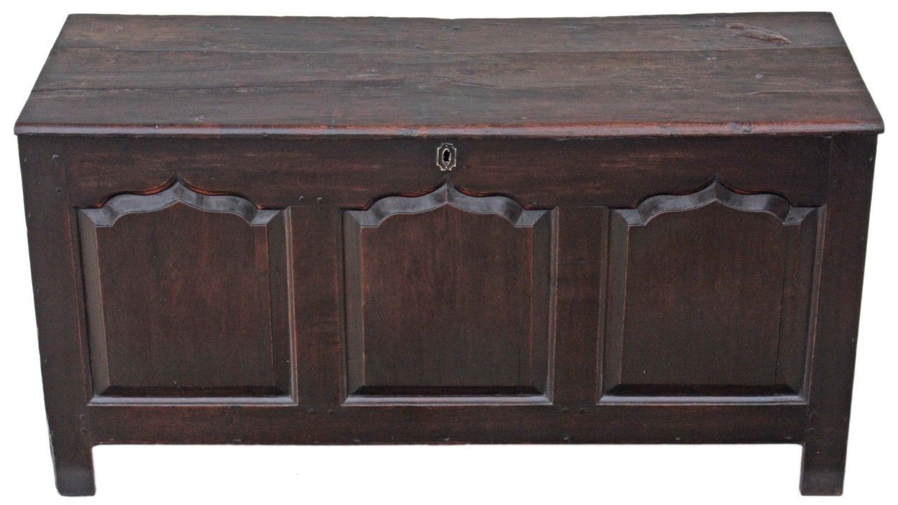 Georgian 3 Panel Oak Mule Chest Coffer