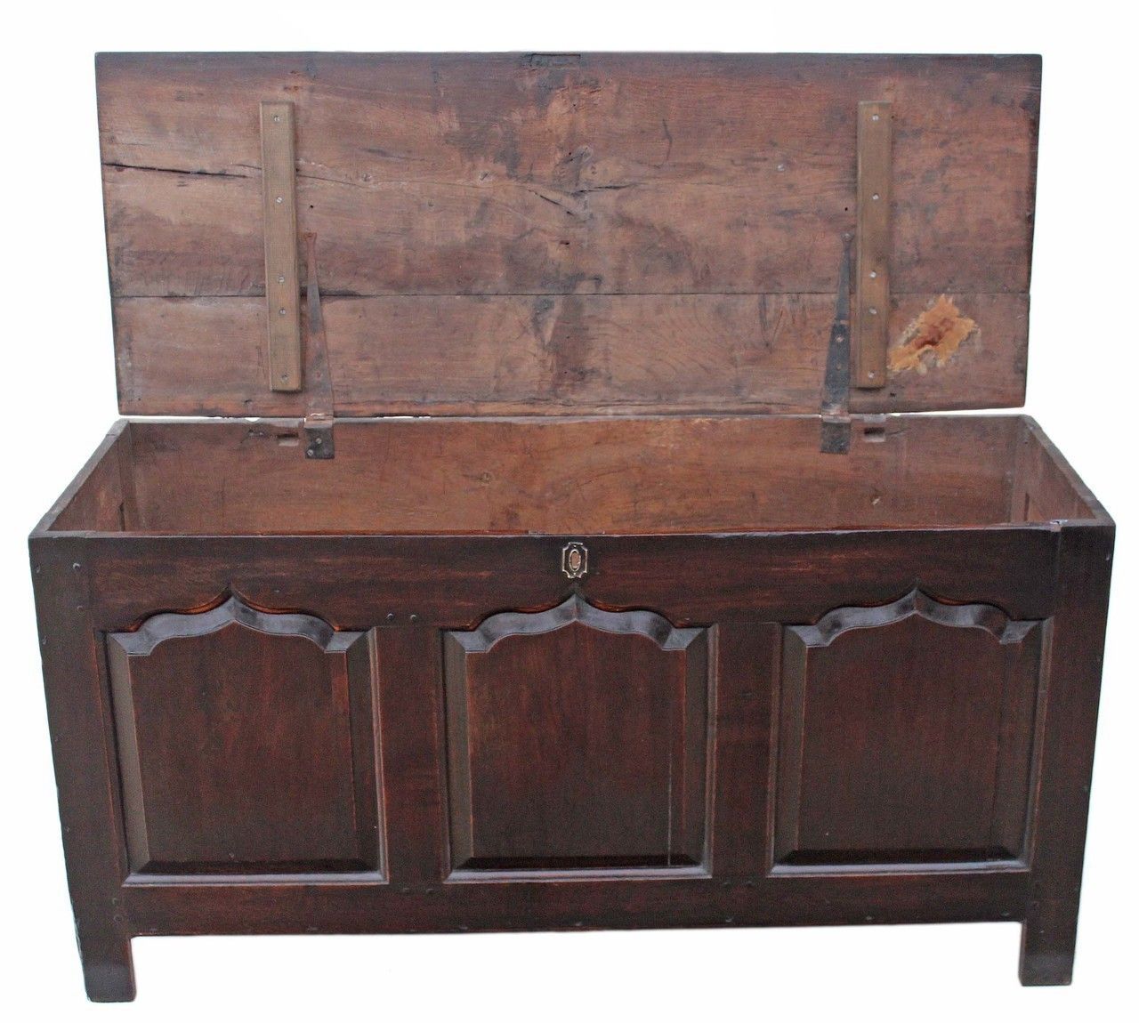 Georgian 3 Panel Oak Mule Chest Coffer photo vintage
