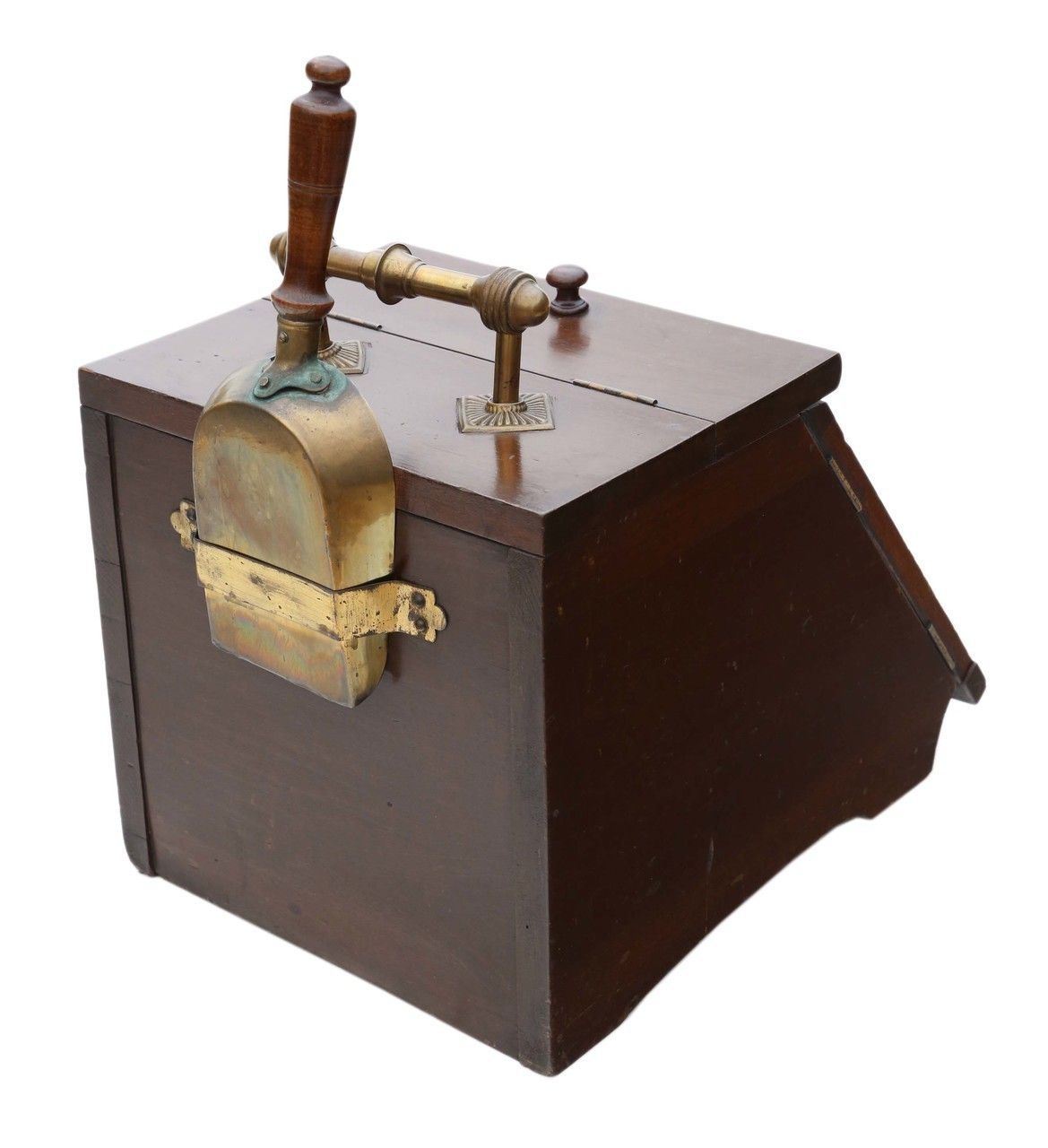 Art Nouveau Beech Walnut And Brass Coal Scuttle Box photo 445.0