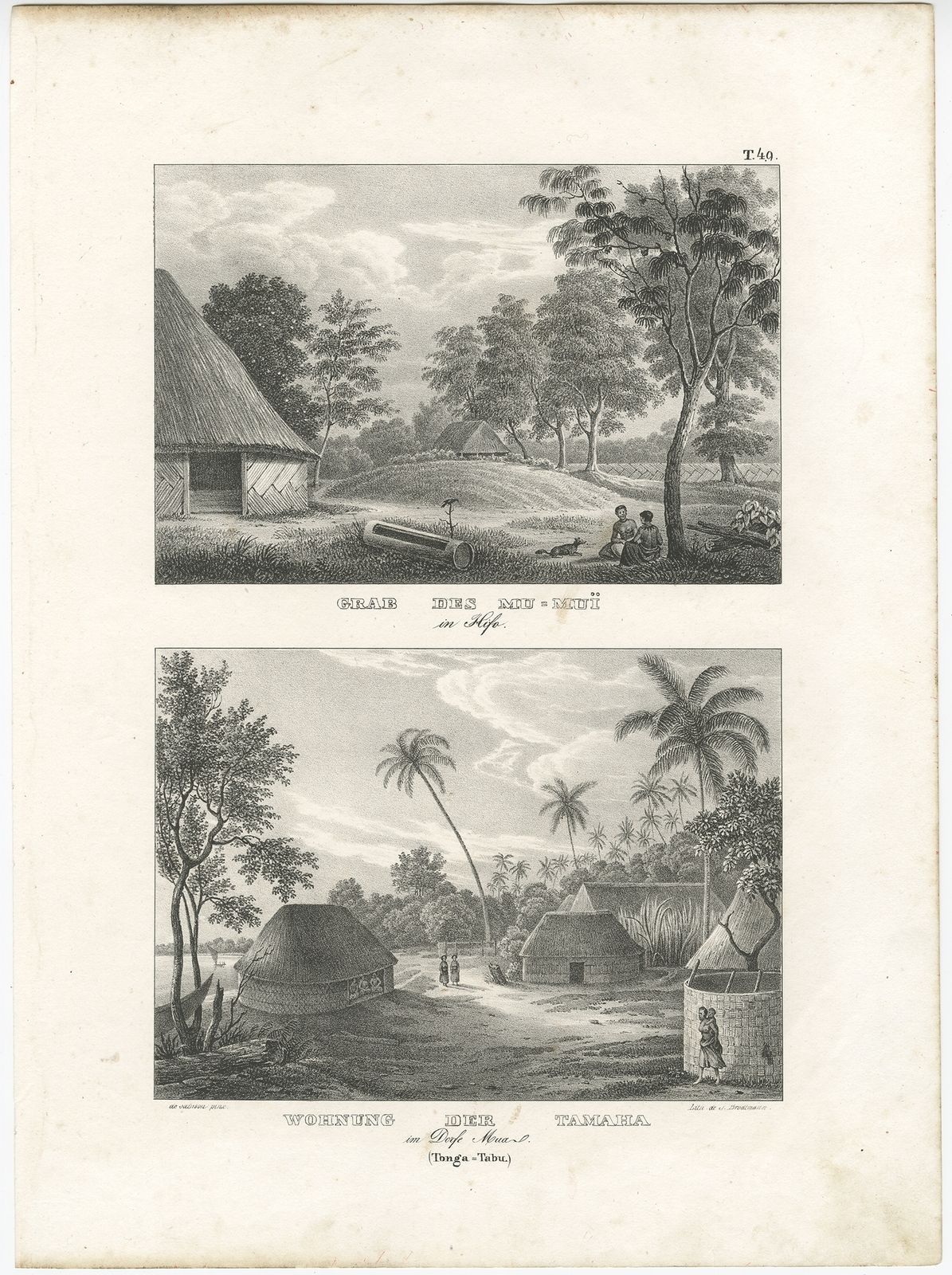Antique Print Of The Tomb Of Mu Muï By Brodtmann (C.1836)
