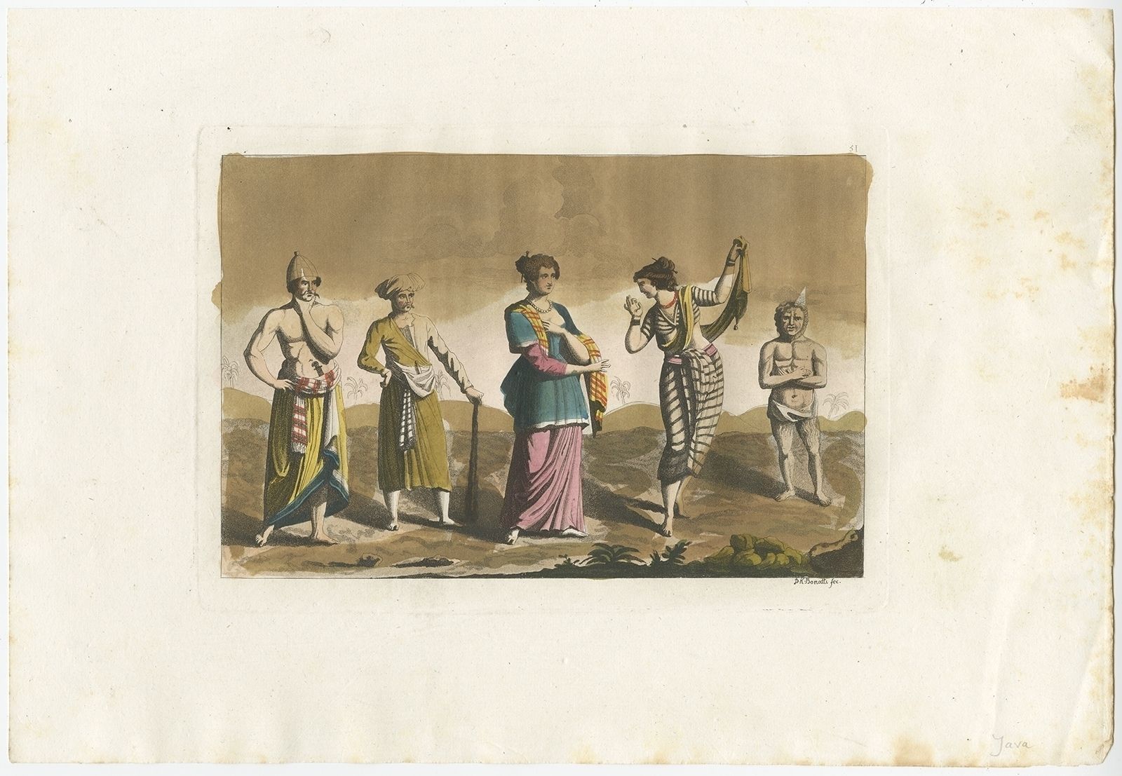 Antique Print Of A Javanese Woman By Ferrario (1827)