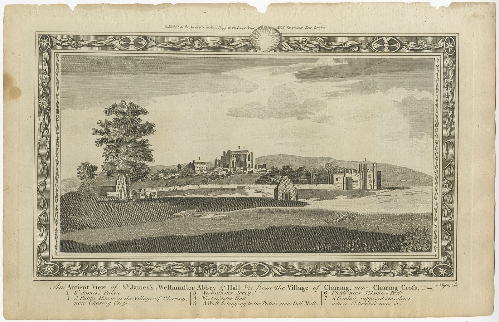 Antique Print Of Westminster By Hogg (C.1800)