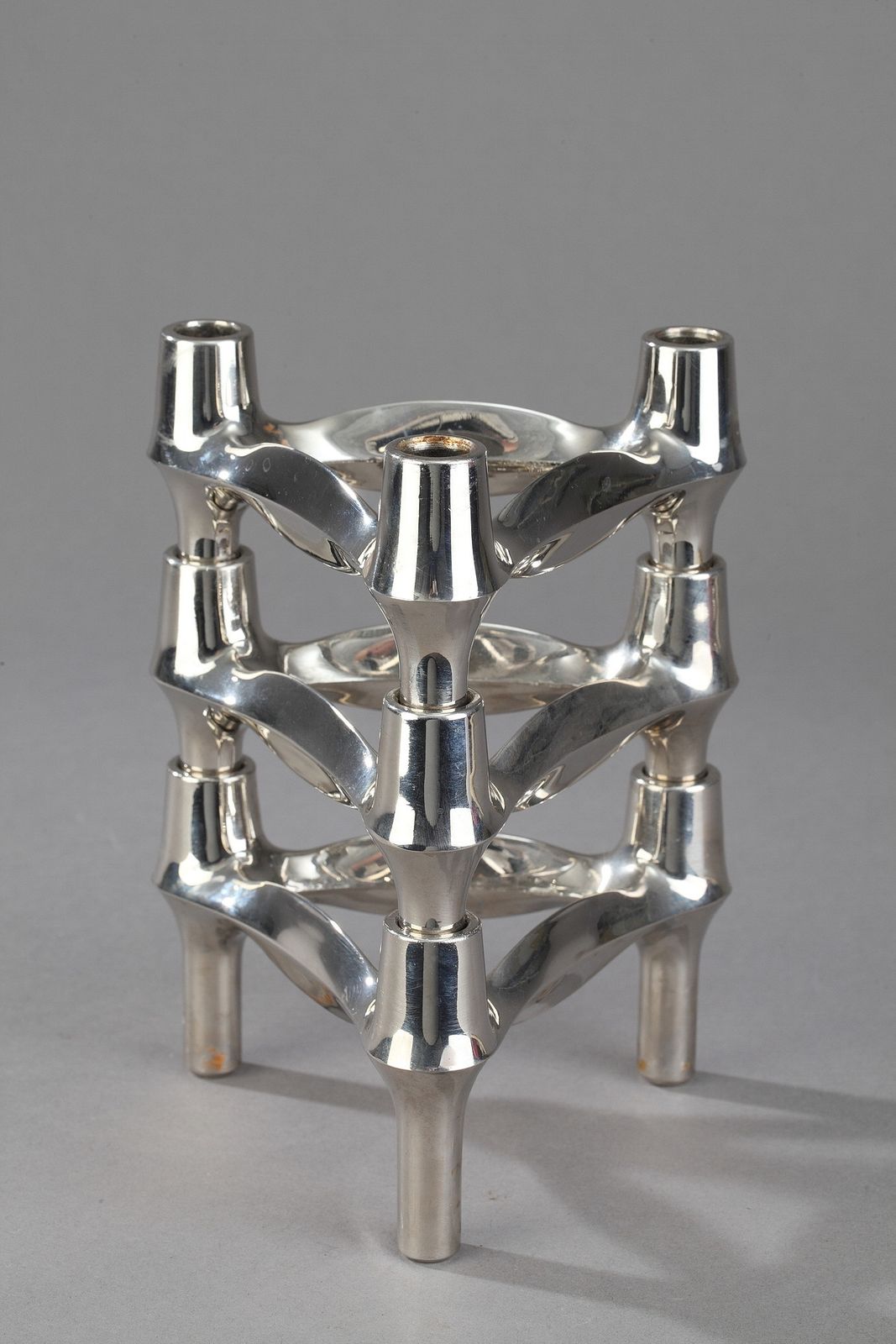 Ensemble de 3 bougeoirs en métal chromé par BMF photo furniture