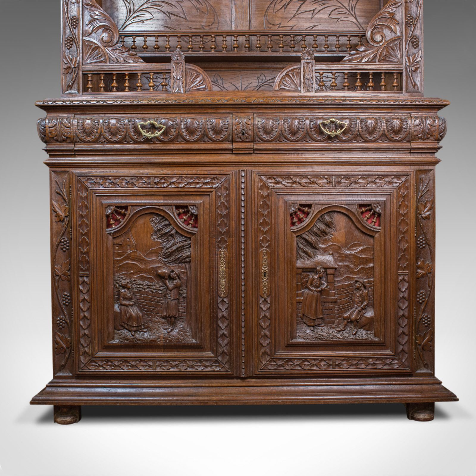 Antique, Breton Cabinet, Carved French Sideboard, Oak, Late 19th Century C.1880 photo buy
