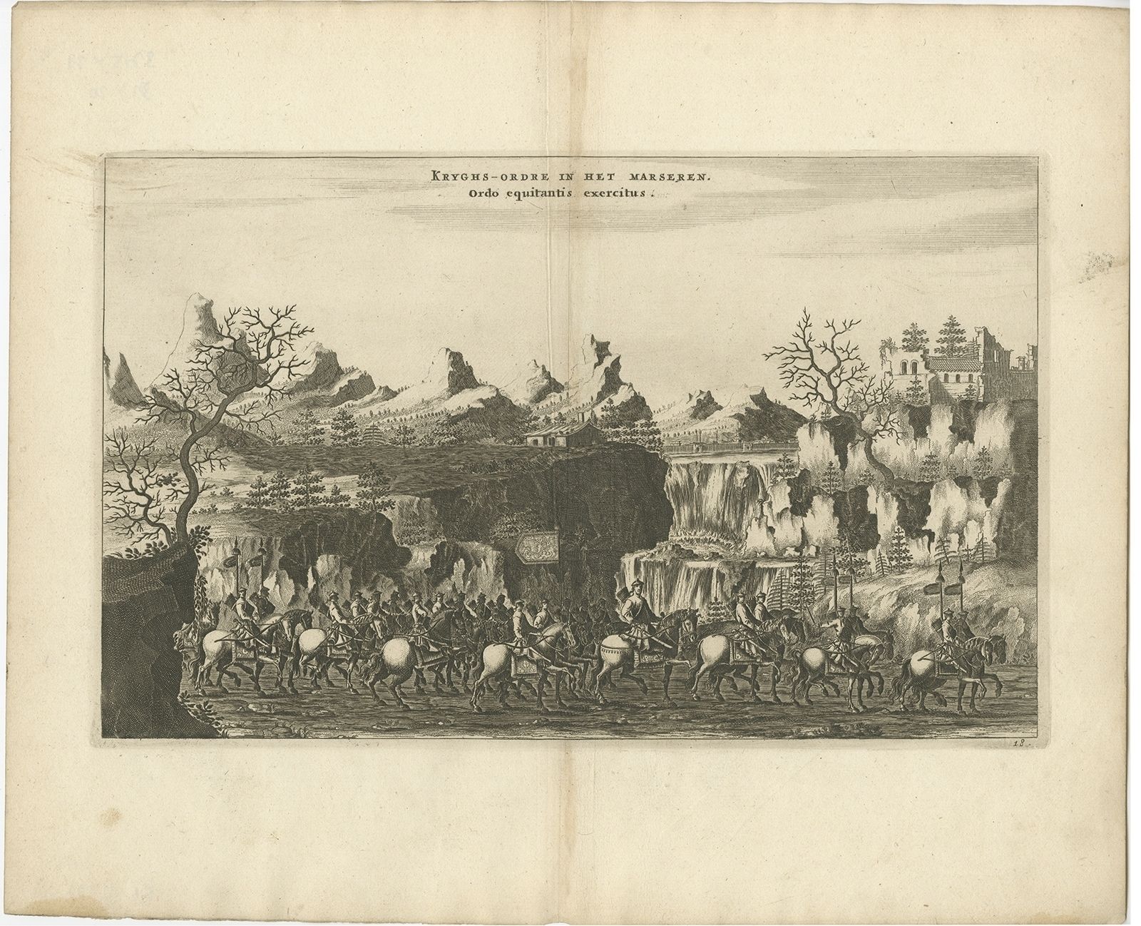 Antique Print Of The Chinese Cavalry By Nieuhof (1668)