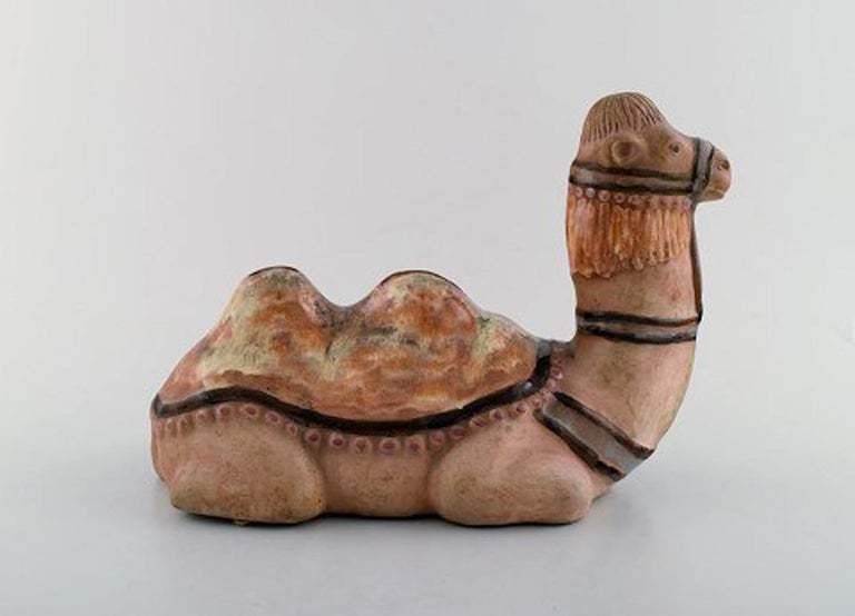 Rutebo Leksand, Sweden, Large Money Box In Shape Of A Camel In Glazed Stoneware photo for sale
