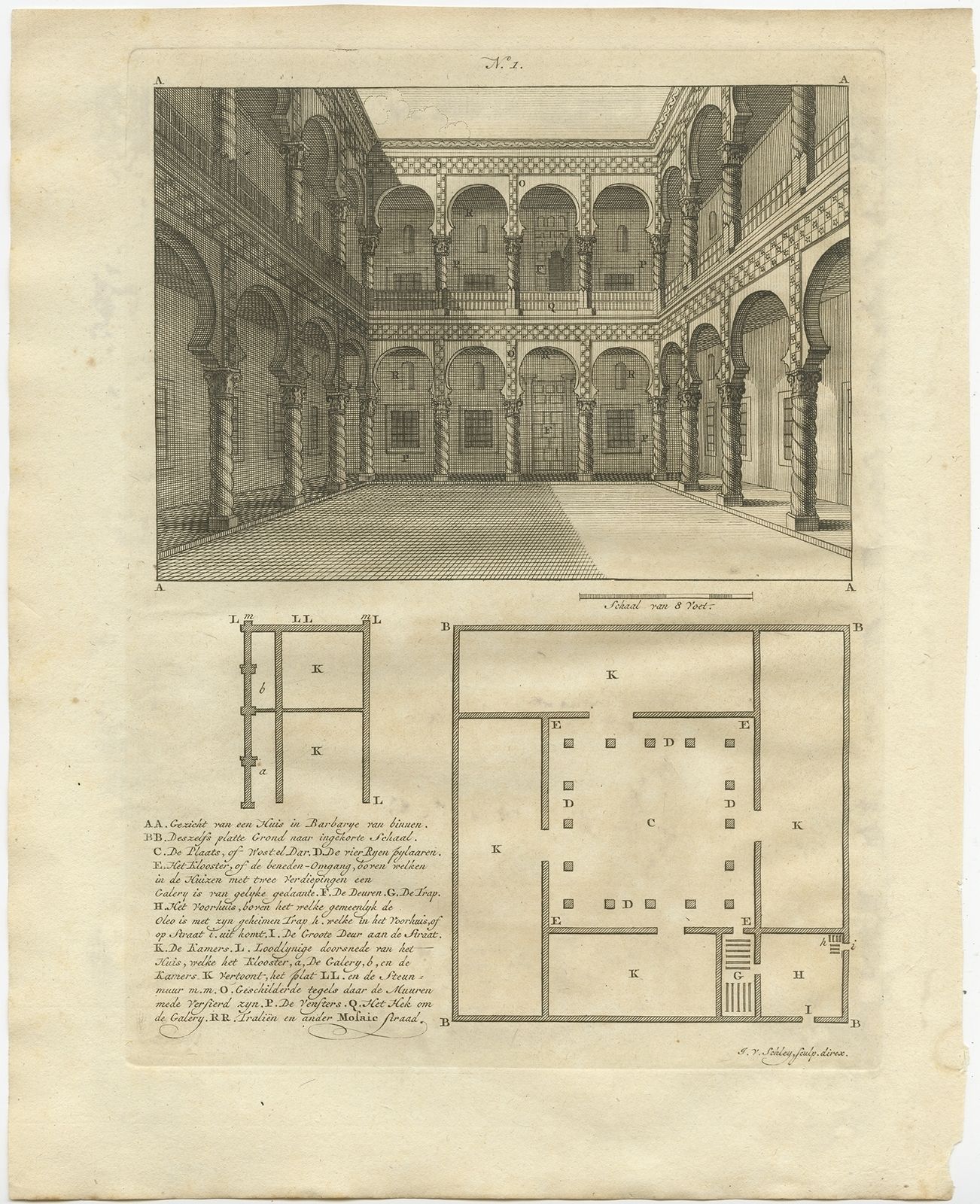 Antique Print Of A House In Barbary By Shaw (1773)