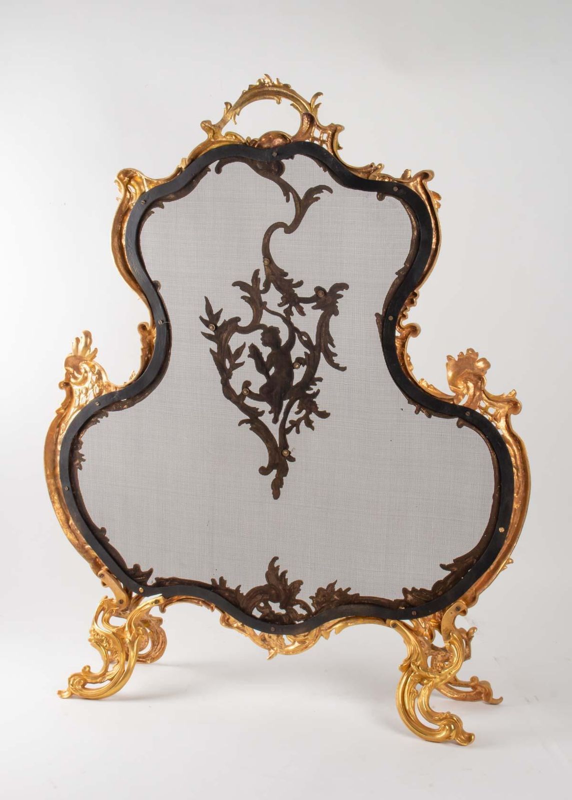 Important Firewall In Golden Brozne Of 19th Century, Epoque Napoleon III photo vintage