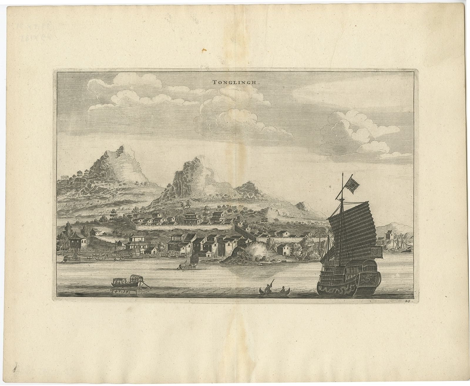 Antique Print Of The City Of Tonglingh By Nieuhof (1668)