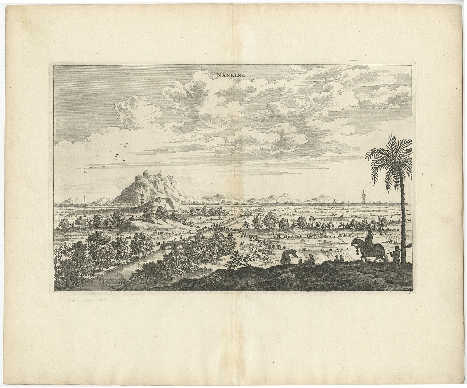 Antique Print Of The City Of Nanking By Nieuhof (1668)