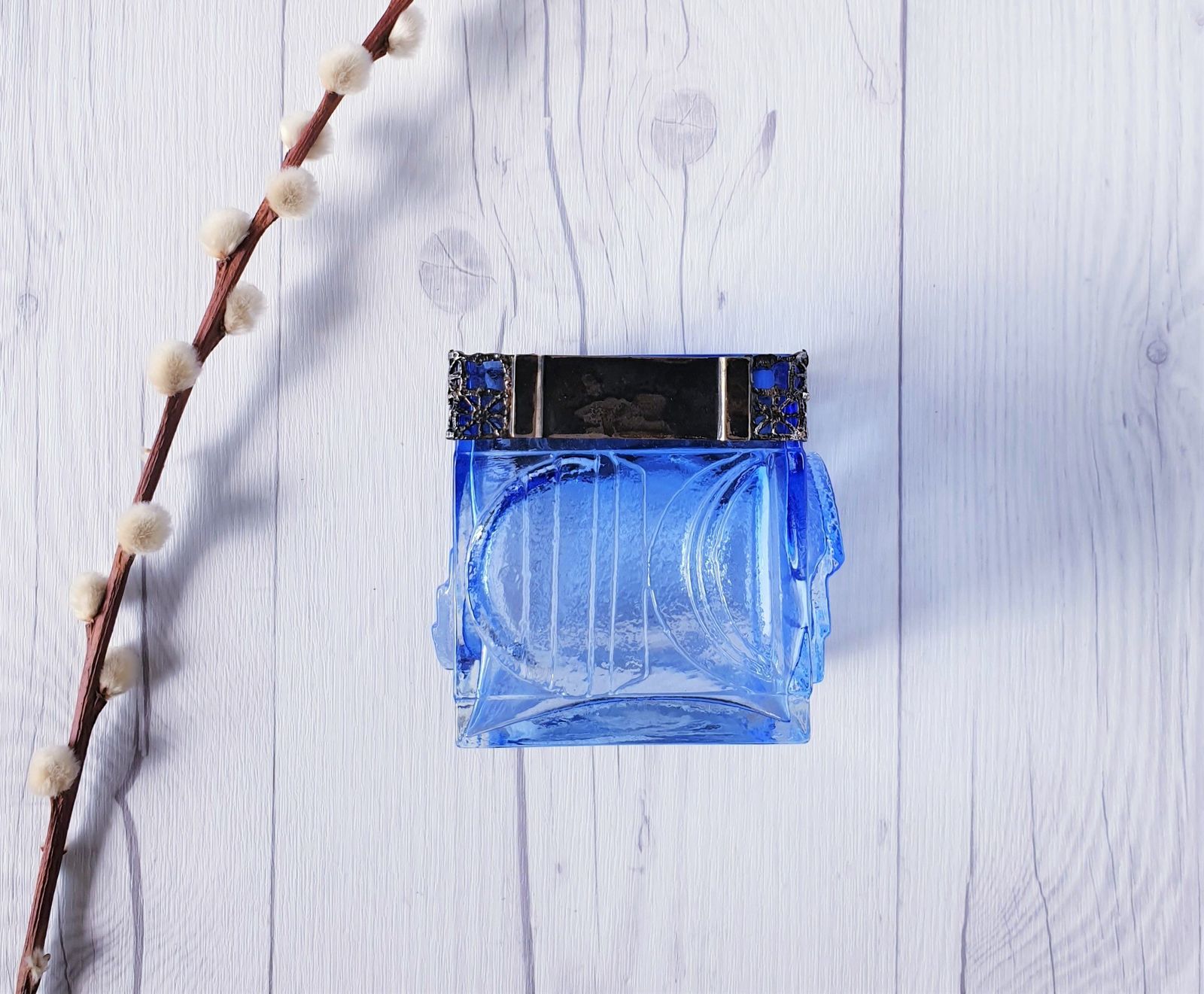 Pentti Sarpaneva, Oy Kumela For Turun Hopea 1972 Modernist Silver And Blue Art Glass Vase, Finnish photo buy