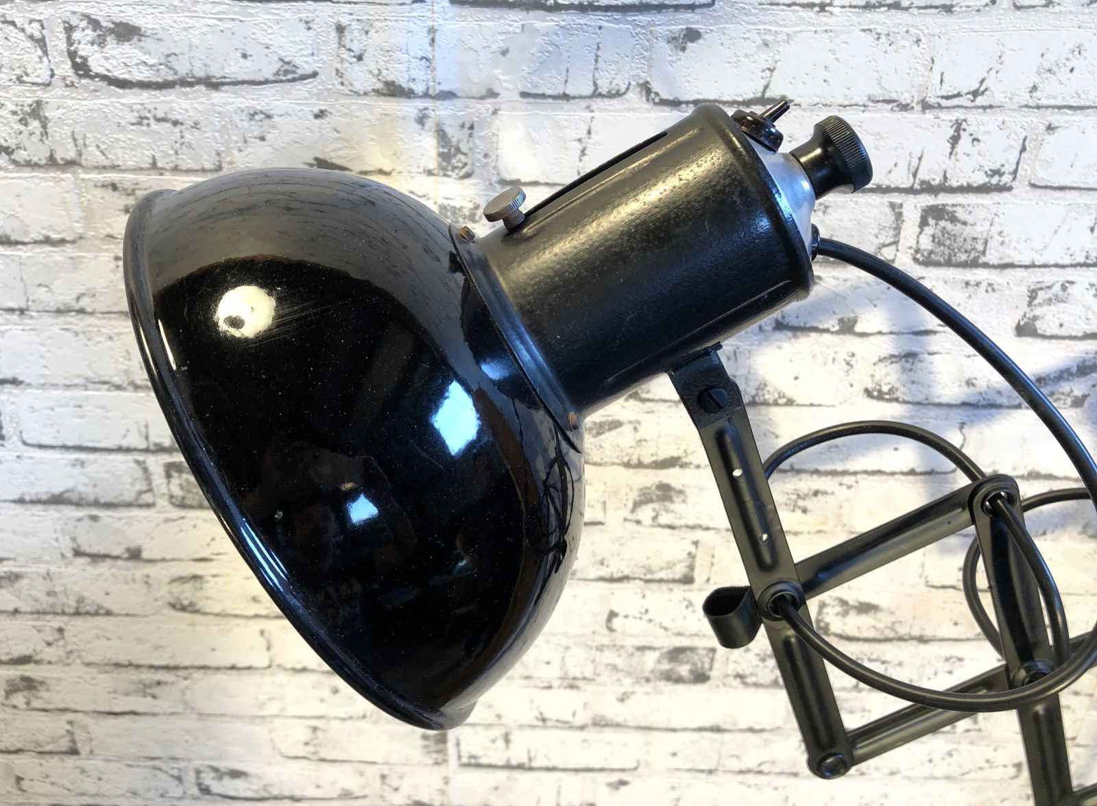 Vintage Industrial Black Enamel Scissor Wall Lamp, 1950s , 4x photo Lighting