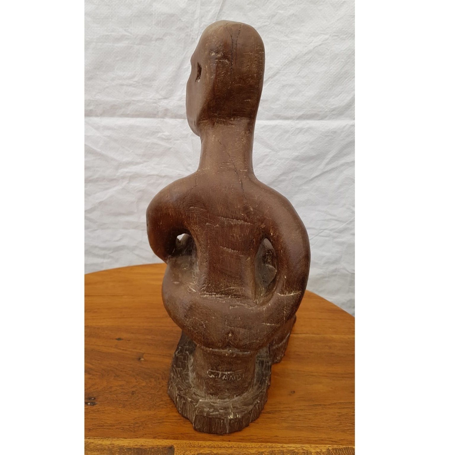 African Tribal Carved Wooden Figure Of Naked Lady By G. Tandi, Circa 1960s photo for sale