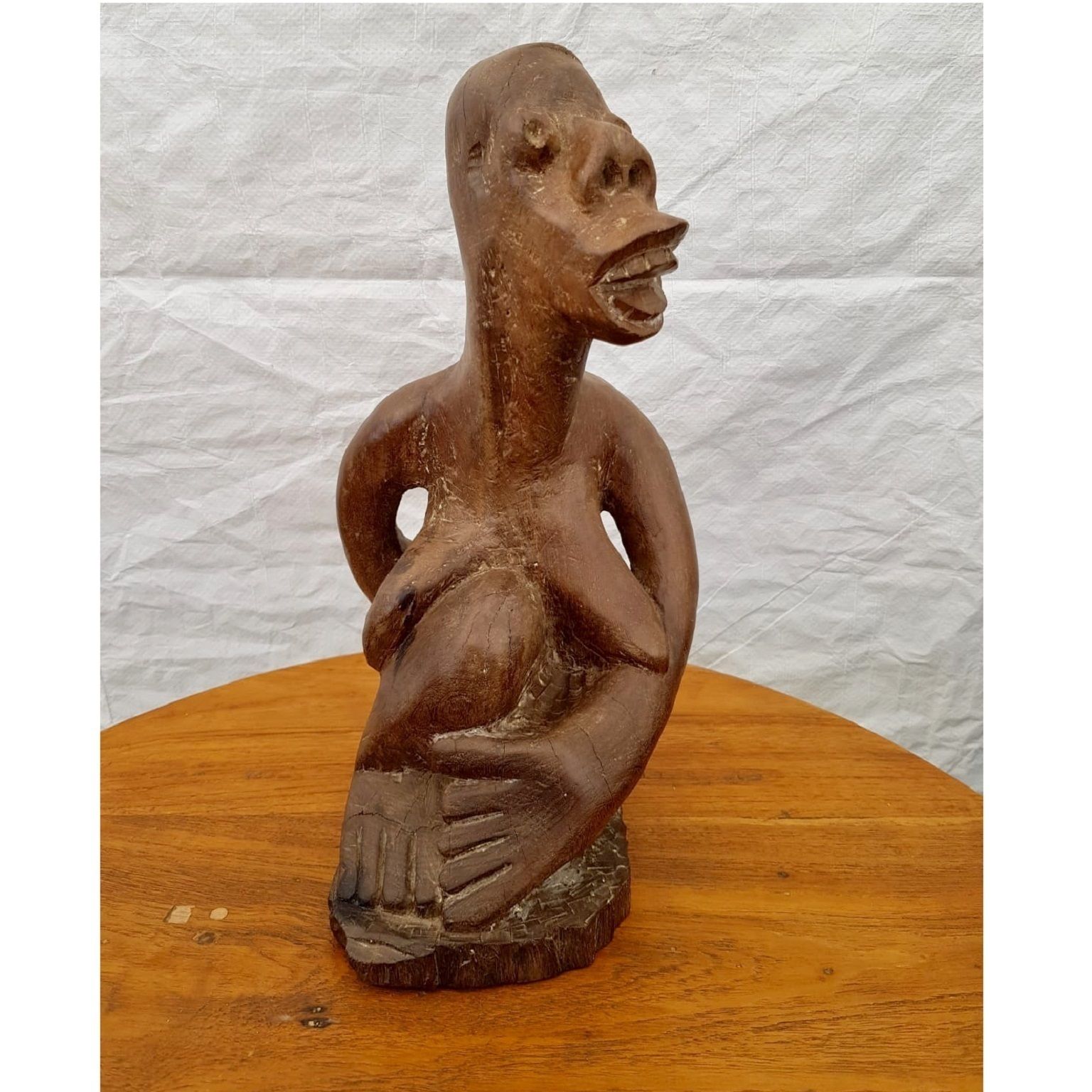 African Tribal Carved Wooden Figure Of Naked Lady By G. Tandi, Circa 1960s photo buy