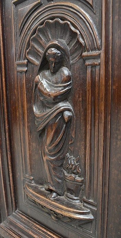 6032.71 Gothic Sideboard Two Corps Gothic Solid Walnut, Nineteenth photo
