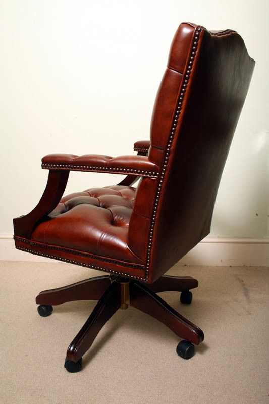 Bespoke English Hand Made Gainsborough Leather Desk Chair Chestnut photo 1575.0