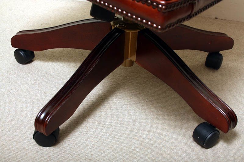 photo for sale Bespoke English Hand Made Gainsborough Leather Desk Chair Chestnut