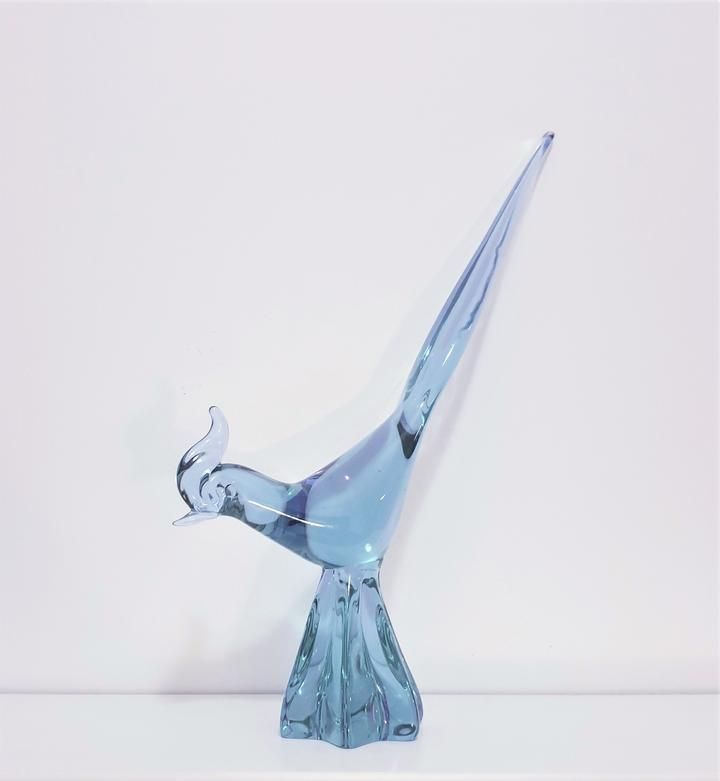 Murano By Licio Zanetti Neodymium Alexandrite Handblown Art Glass Bird Sculpture, Signed, 1970s photo Art