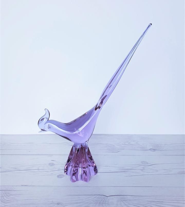 Murano By Licio Zanetti Neodymium Alexandrite Handblown Art Glass Bird Sculpture, Signed, 1970s photo 330.0