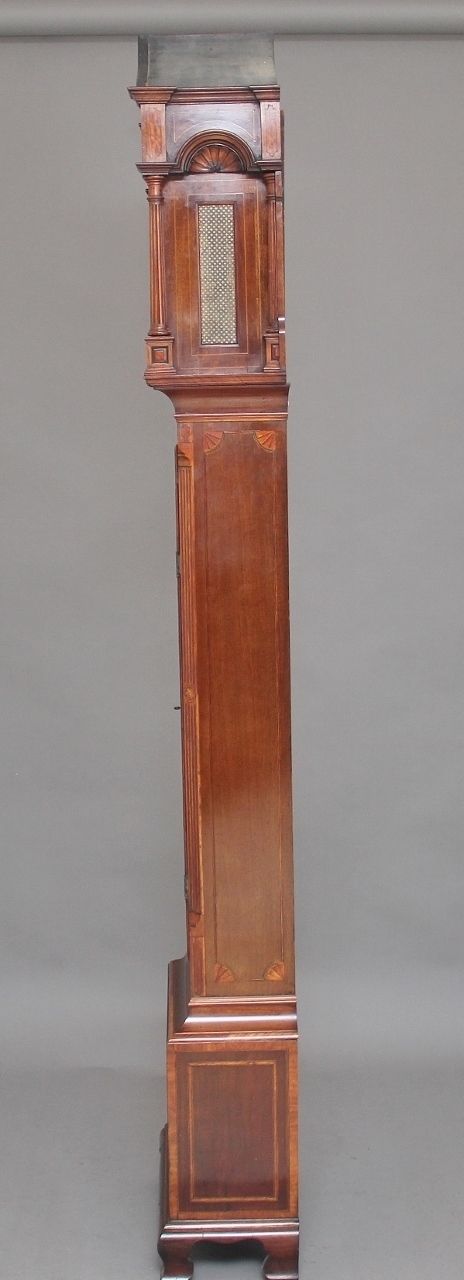 Early 20th Century Inlaid Mahogany Longcase Clock photo vintage