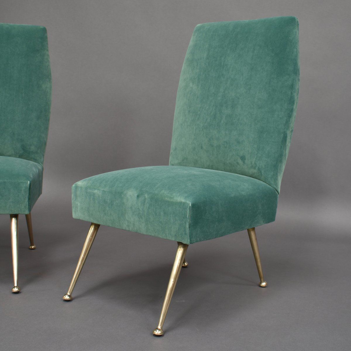 Italian Velvet Side Chairs By Gigi Radice For Minotti, 1950s, Set Of 2 photo furniture