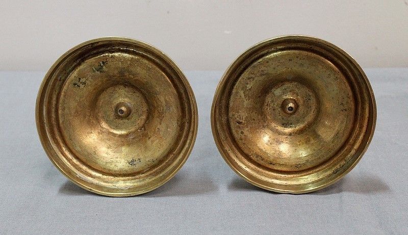 694.22 Pair Of Golden Bronze Flambeaux, Louis XVI Style , Nineteenth photo